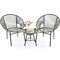 Costway 3PCS Patio Acapulco Furniture Bistro Set Plastic Rope Glass Table Black/Gray/Turquoise/White